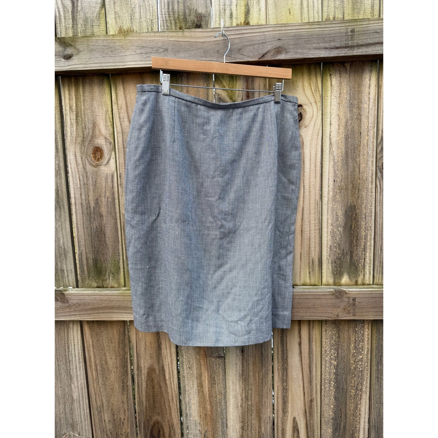 Vintage Pendleton Classic Gray Micro-Herringbone Tailored Midi Skirt