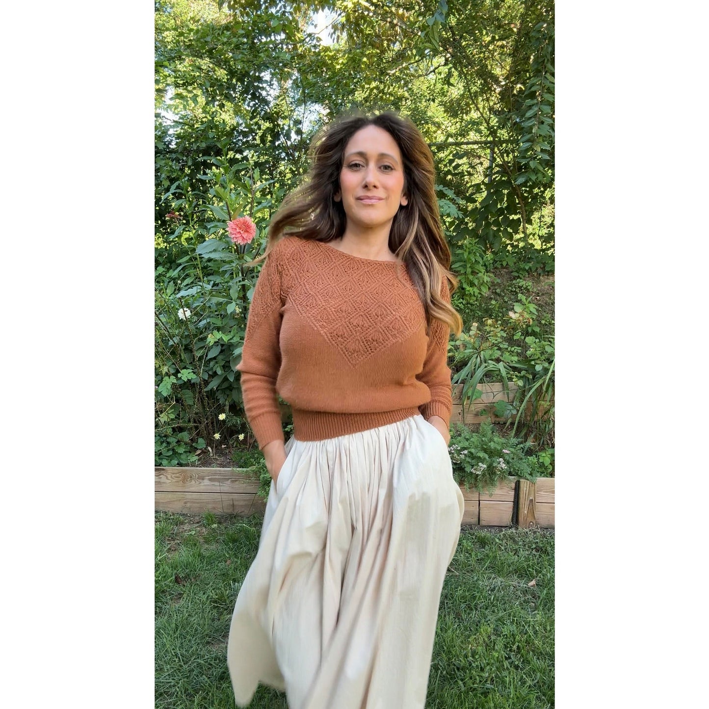 Ivory Textured Pleated Full Maxi Skirt