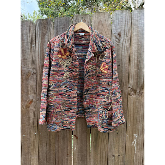 90s True Vintage Multicolor Woven Blanket Jacket w/ Embroidered Florals – Graff by Um Company
