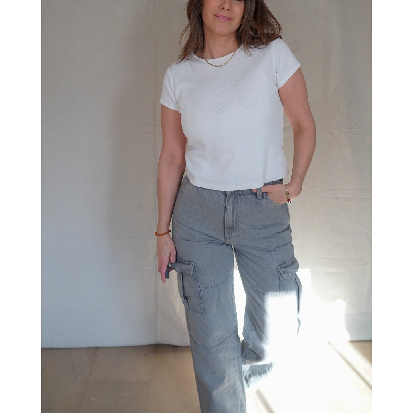 H&amp;M Washed Gray Cargo Pants – Faded Utility – Size 4