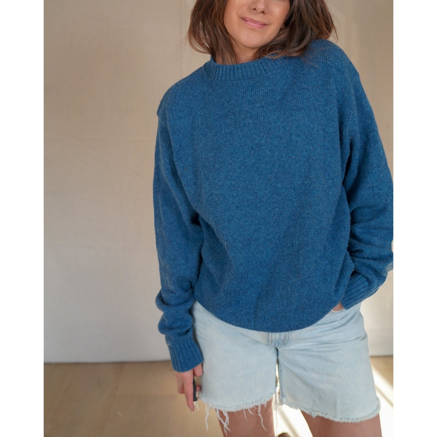 Andhurst Wool Blend Crewneck Sweater – Washed Blue – Size M (approx)