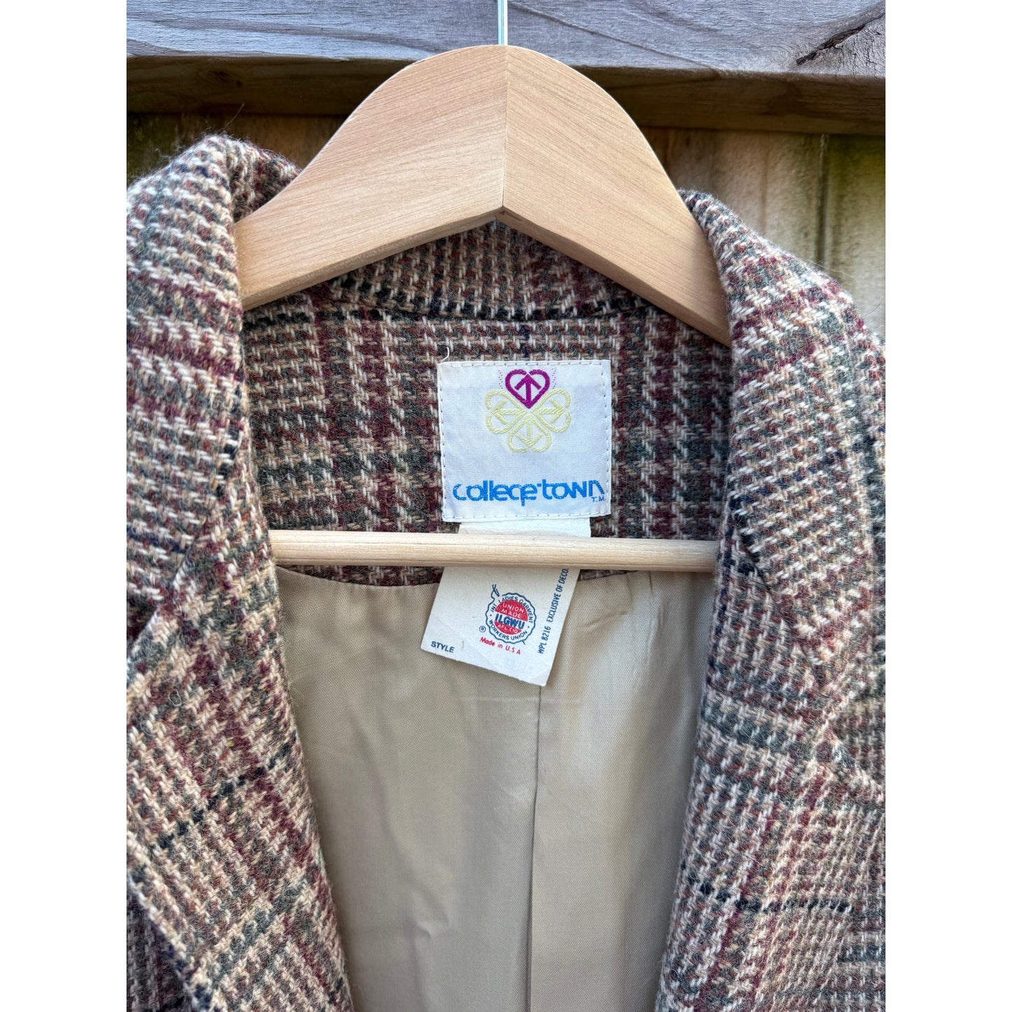 Vintage Plaid Wool Tailored Blazer