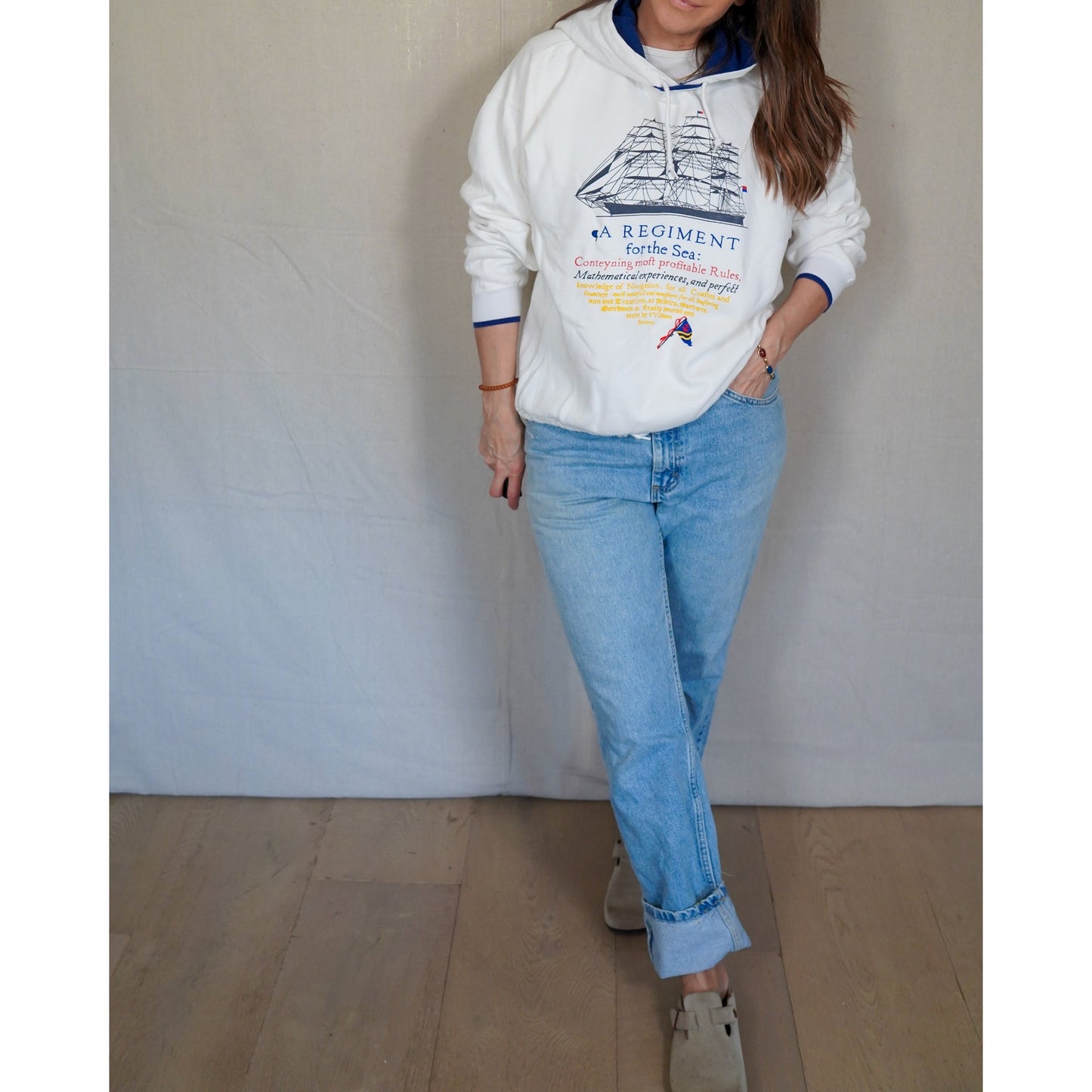 Vintage GAP Nautical Hoodie / Sailboat Graphic Sweatshirt / Fleece Lined Pullover