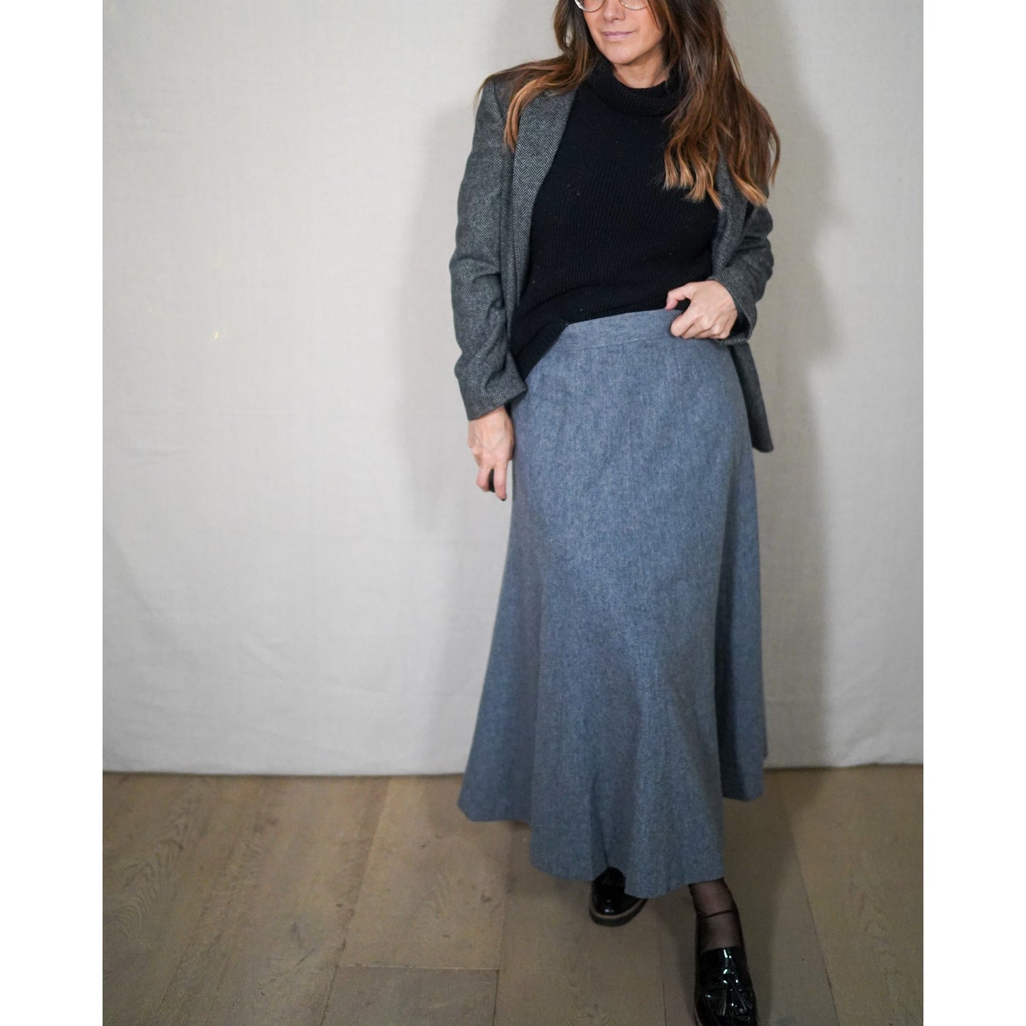 Vintage Ghooki Wool A-Line Midi Skirt