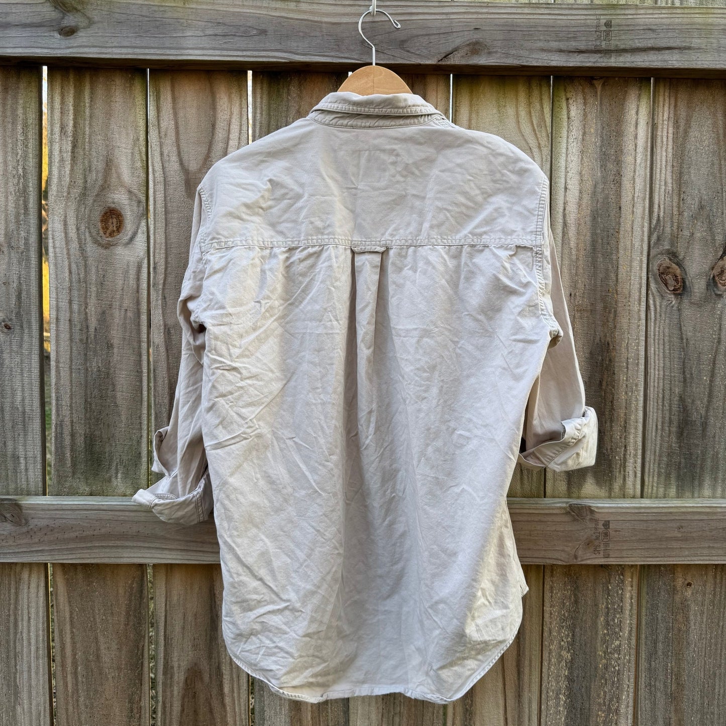 Vintage Chaps Ralph Lauren Beige Button Down / Crest Logo / Classic Cotton Shirt / Minimal Prep