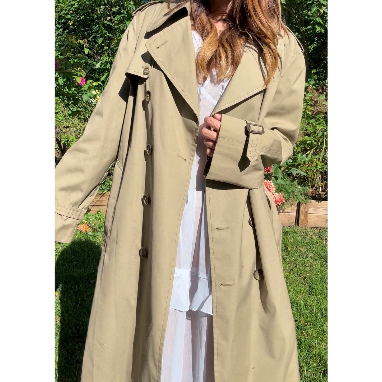 Vintage 90s London Fog Trench Coat - khaki