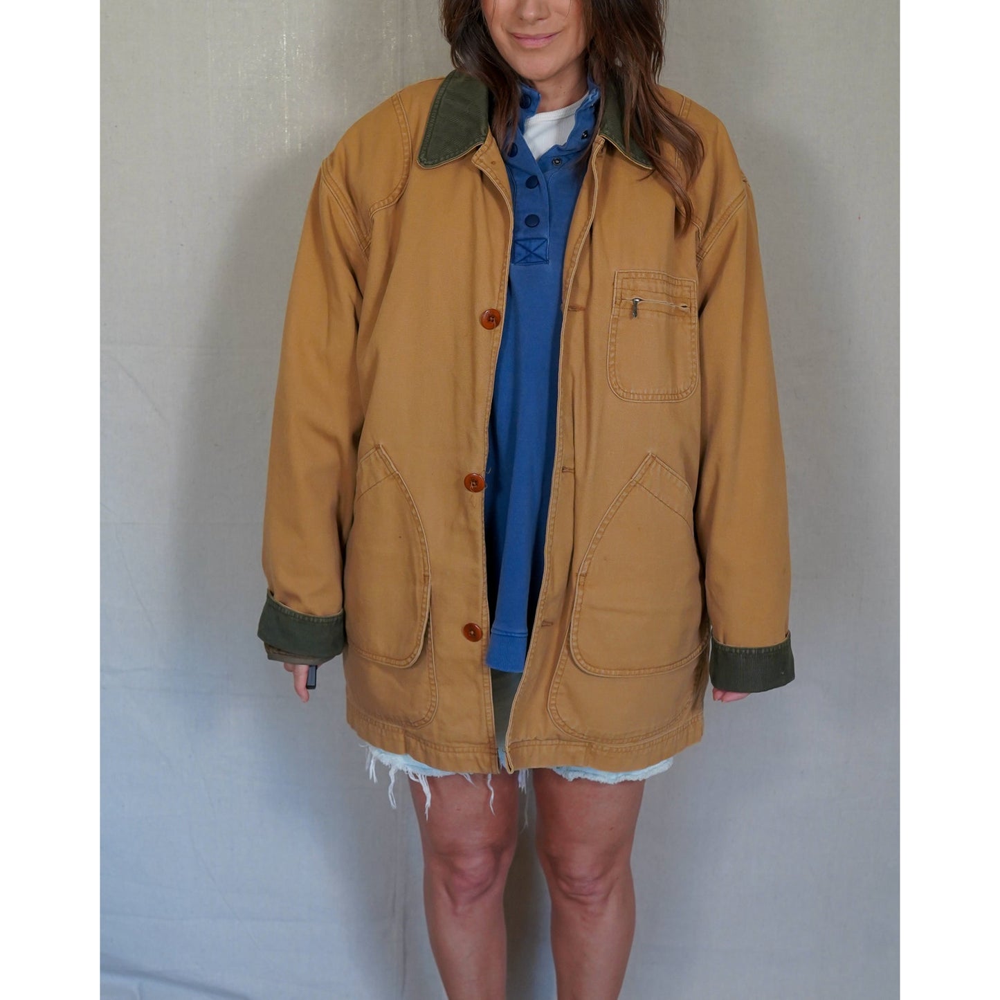 L.L.Bean Barn Coat / Canvas Chore Jacket / Corduroy Collar Workwear Jacket