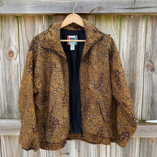 Vintage Abstract Animal Print Windbreaker Jacket