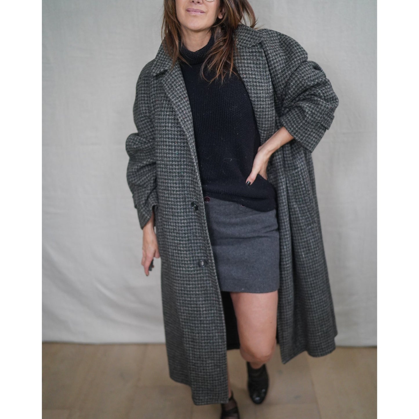 Vintage Harris Tweed Longline Wool Coat