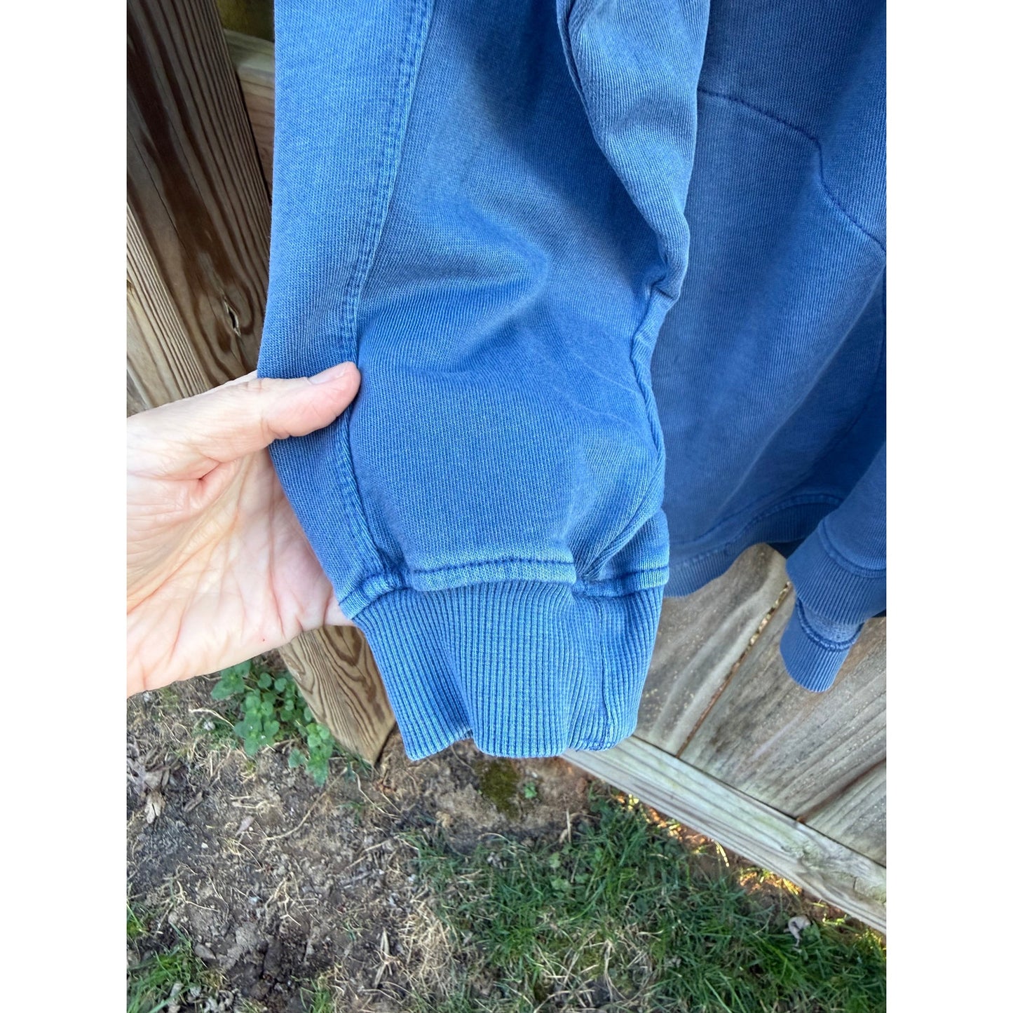 Lori Goldstein Blue Henley Sweatshirt / Oversized Coastal Pullover