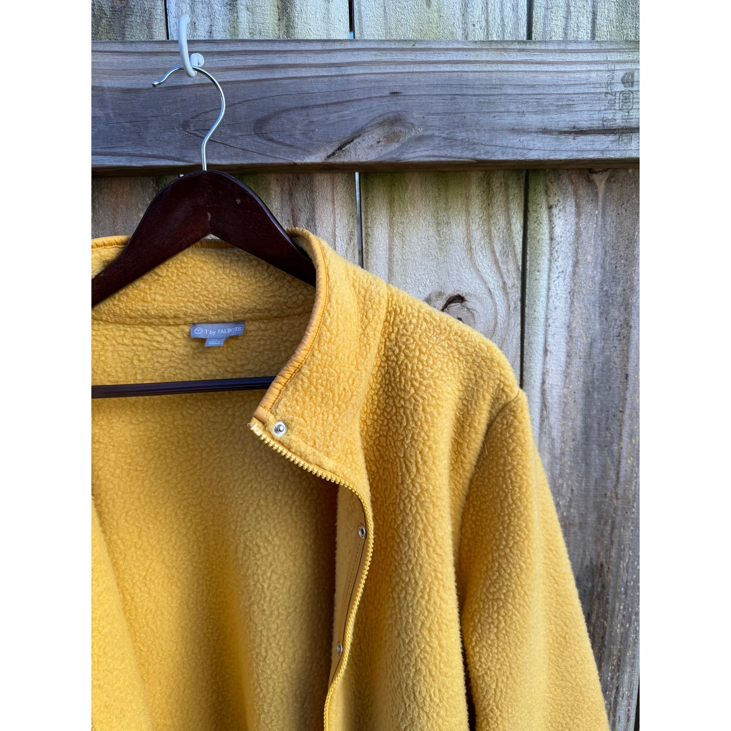 Mustard Yellow Fleece Jacket / Snap Front / Minimal Outdoor Layer