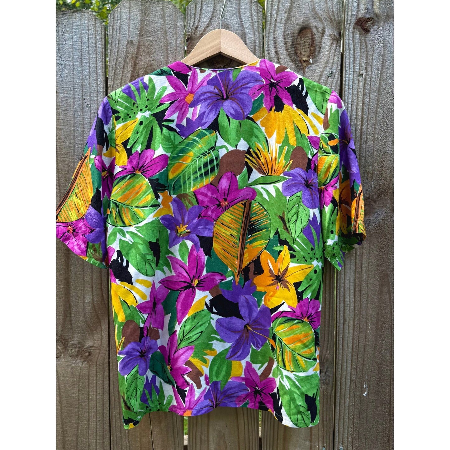Vintage Pendleton Petite Hawaiian Floral Button-Up Shirt Hipster 90s