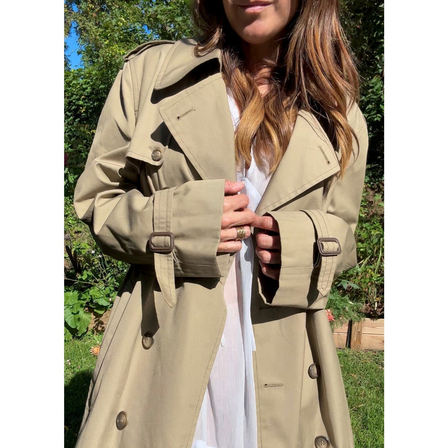 Vintage 90s London Fog Trench Coat - khaki