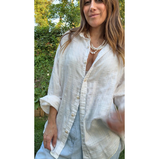 Vintage 90s Resort Plaid-Weave Cotton Button-Down Shirt