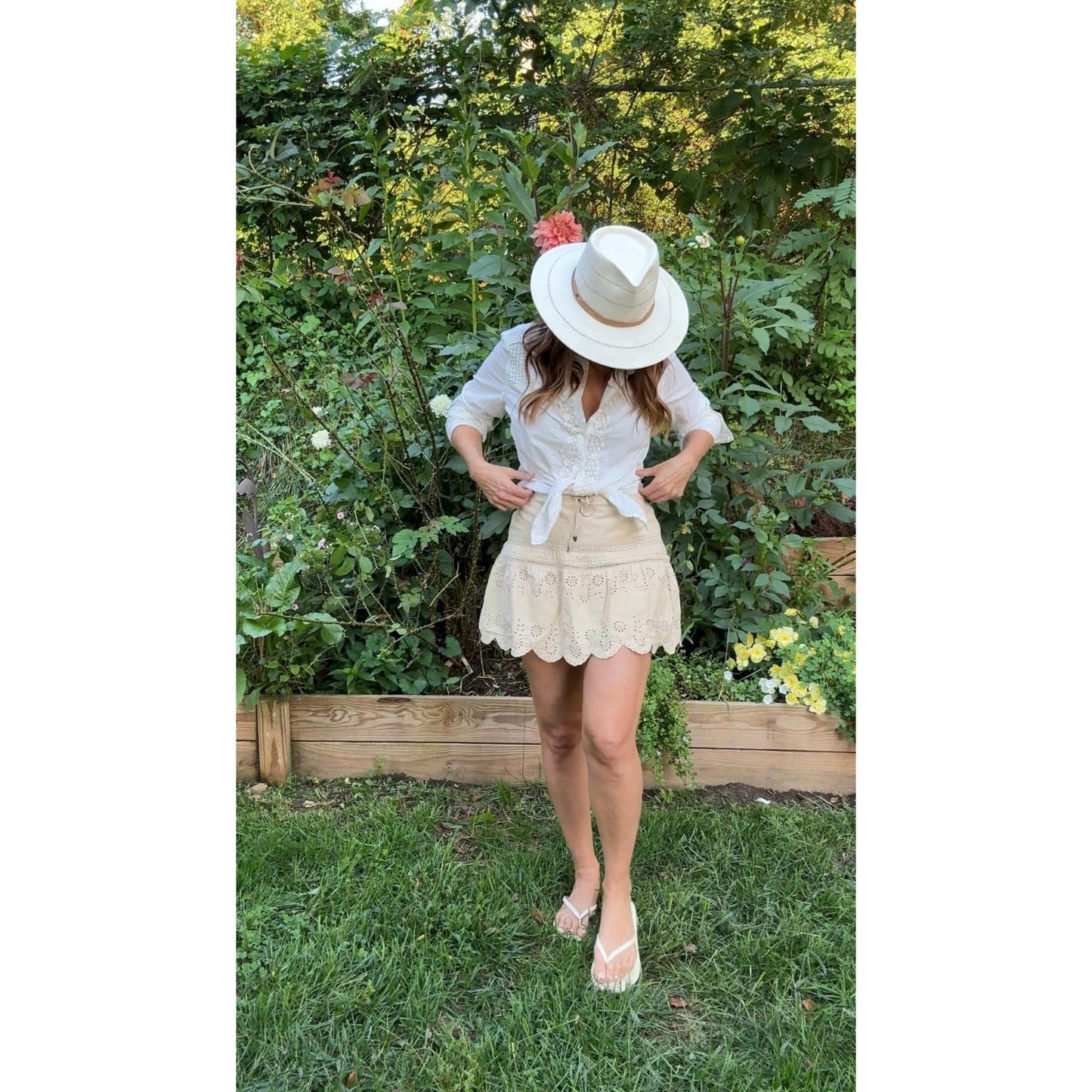 90s Pintuck Embroidered Cotton Blouse