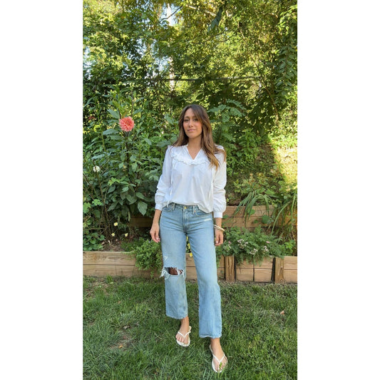 Low Waist Baggy Distressed Denim – Light Wash