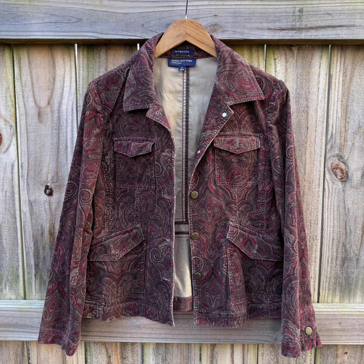 Paisley Corduroy Field Jacket - Burgundy Brown