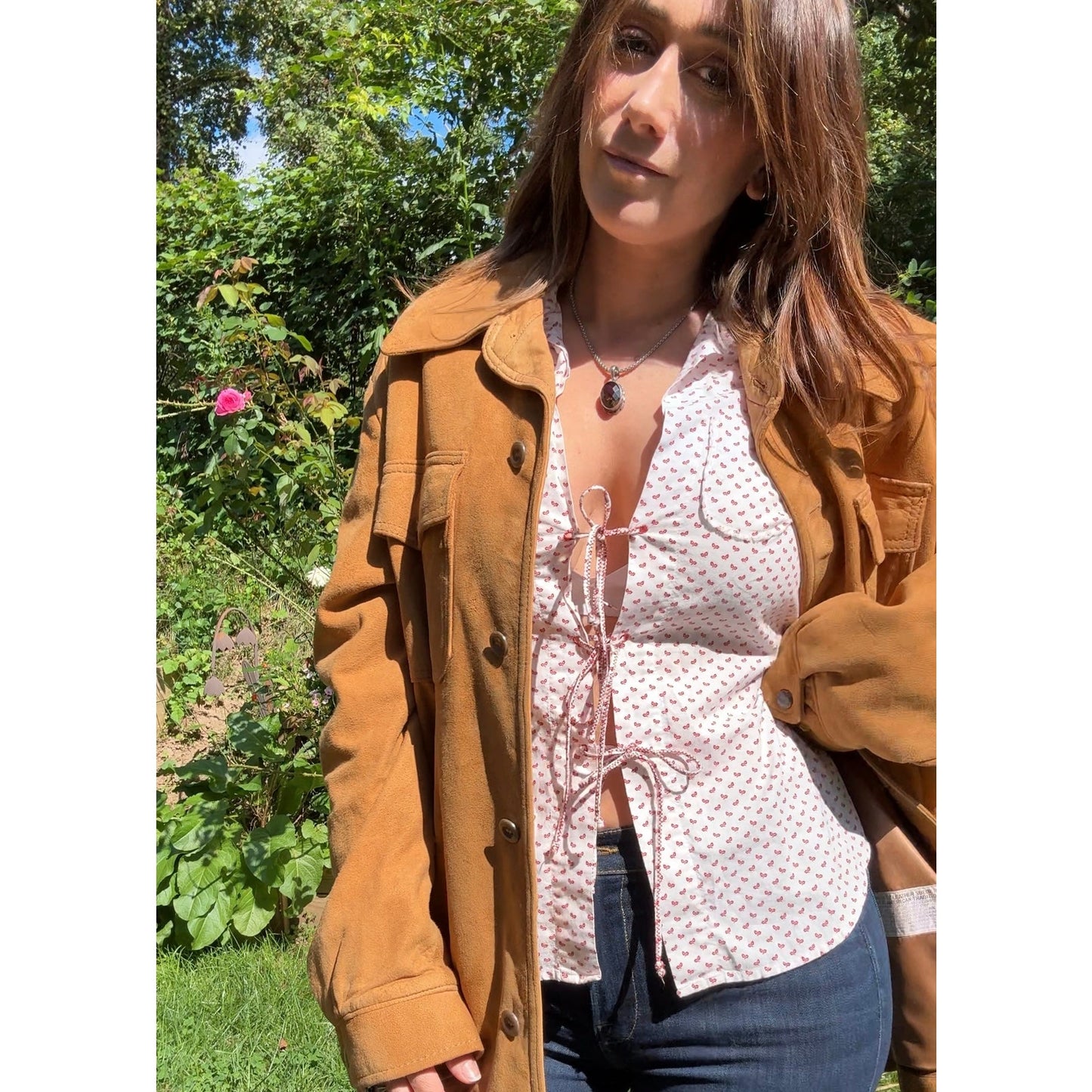 Y2K Lace-Up Handkerchief Print Blouse — Festival Flair / American Eagle Vintage Top XS-S