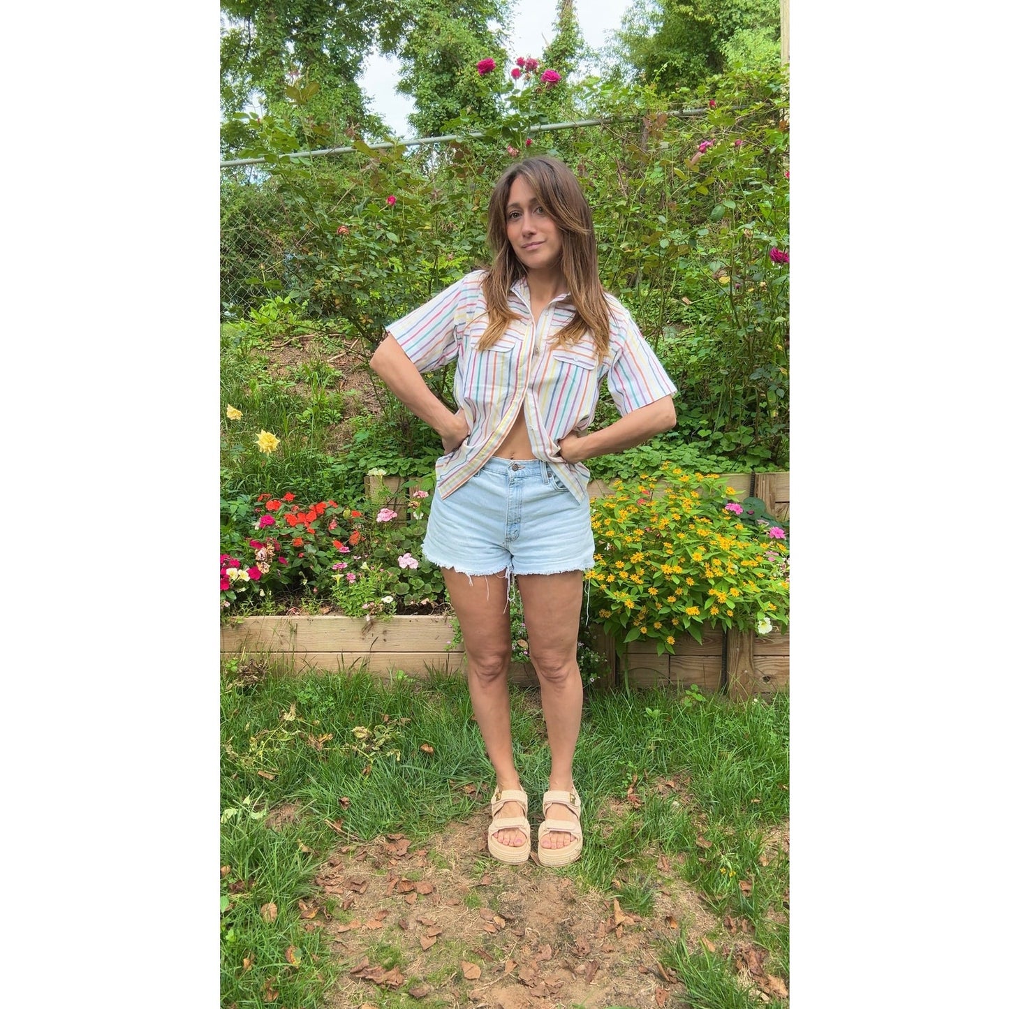 90’s Rainbow Stripe Button Down (Vintage Cotton)