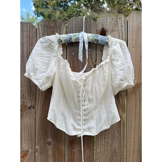 ASTR White Puff Sleeve Corset Top - Cottagecore