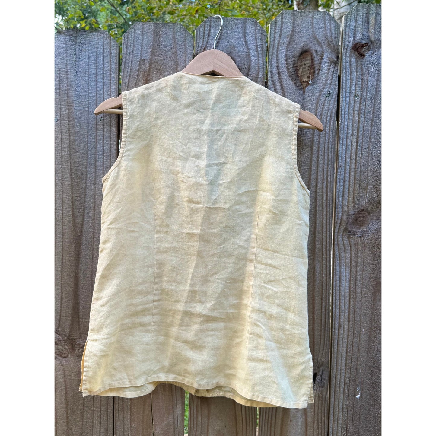 Linen-Blend Pin-Tucked Button Top – Solstice Last Light