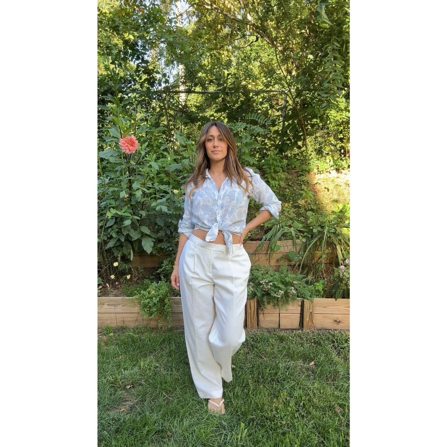 Ivory Linen Pleated Trousers — Sunday Honey Original