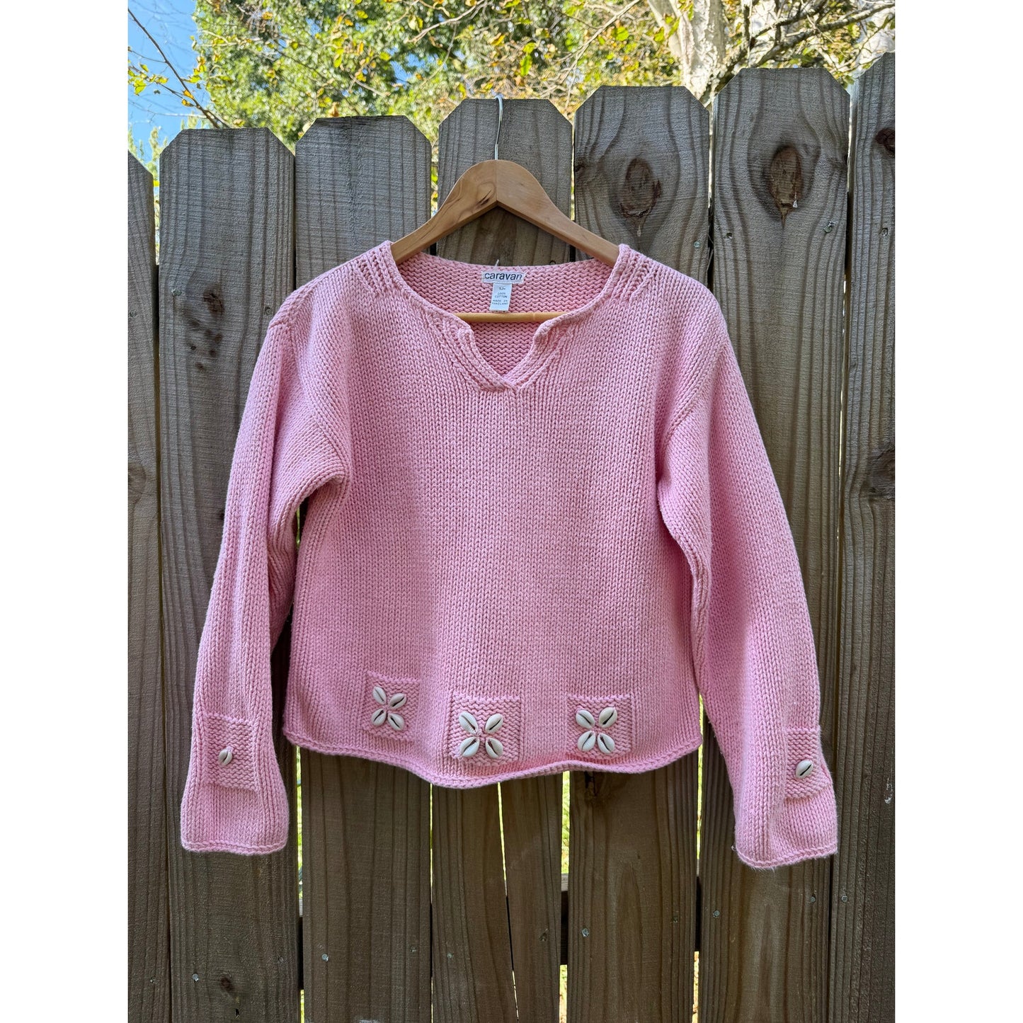 Cowrie Shell Knit Sweater — Bubblegum Pink 90s Surf / Coastal Cowboy