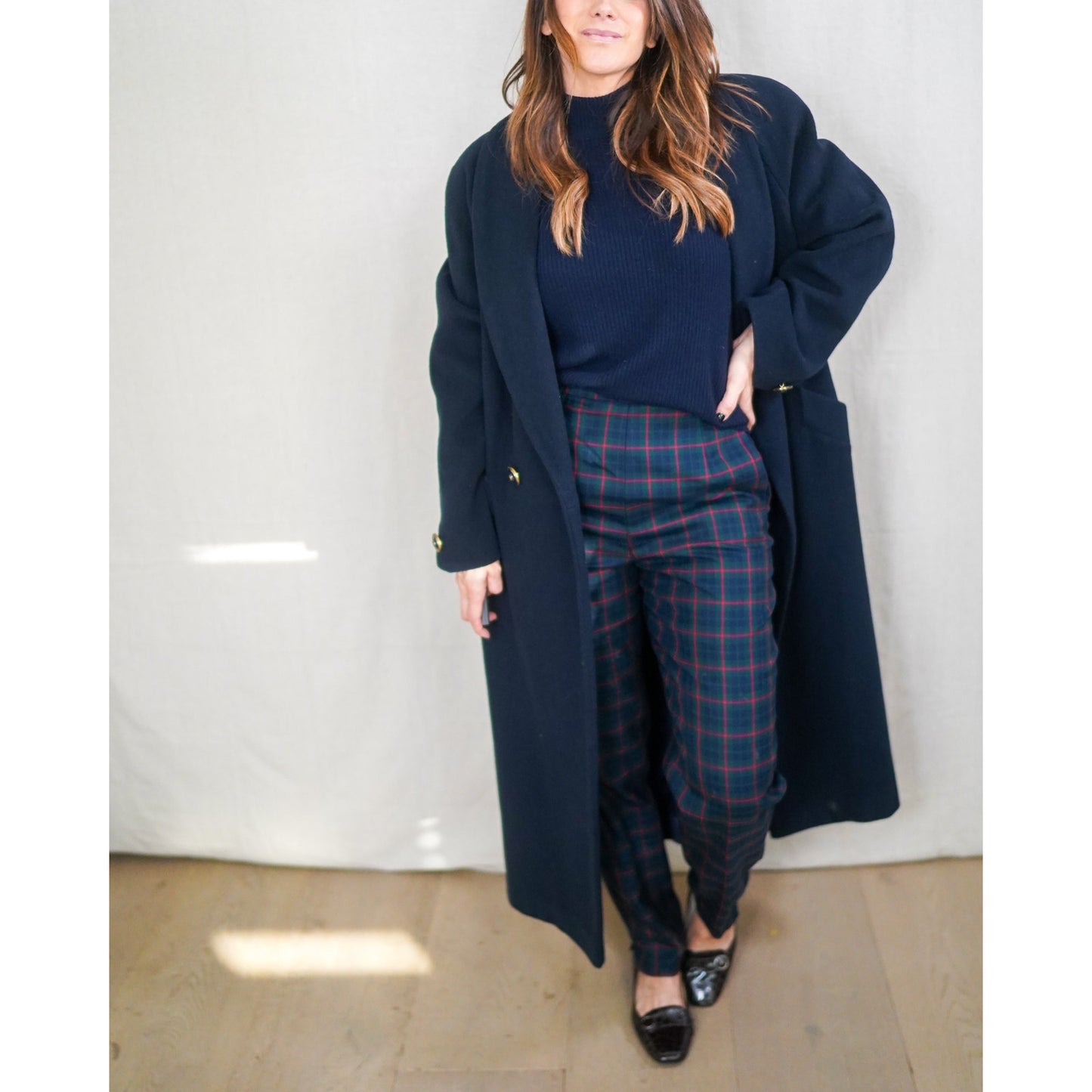 Vintage Neiman Marcus Navy Ribbed Cashmere Mock Neck Sweater | Minimalist Soft Luxury Knit