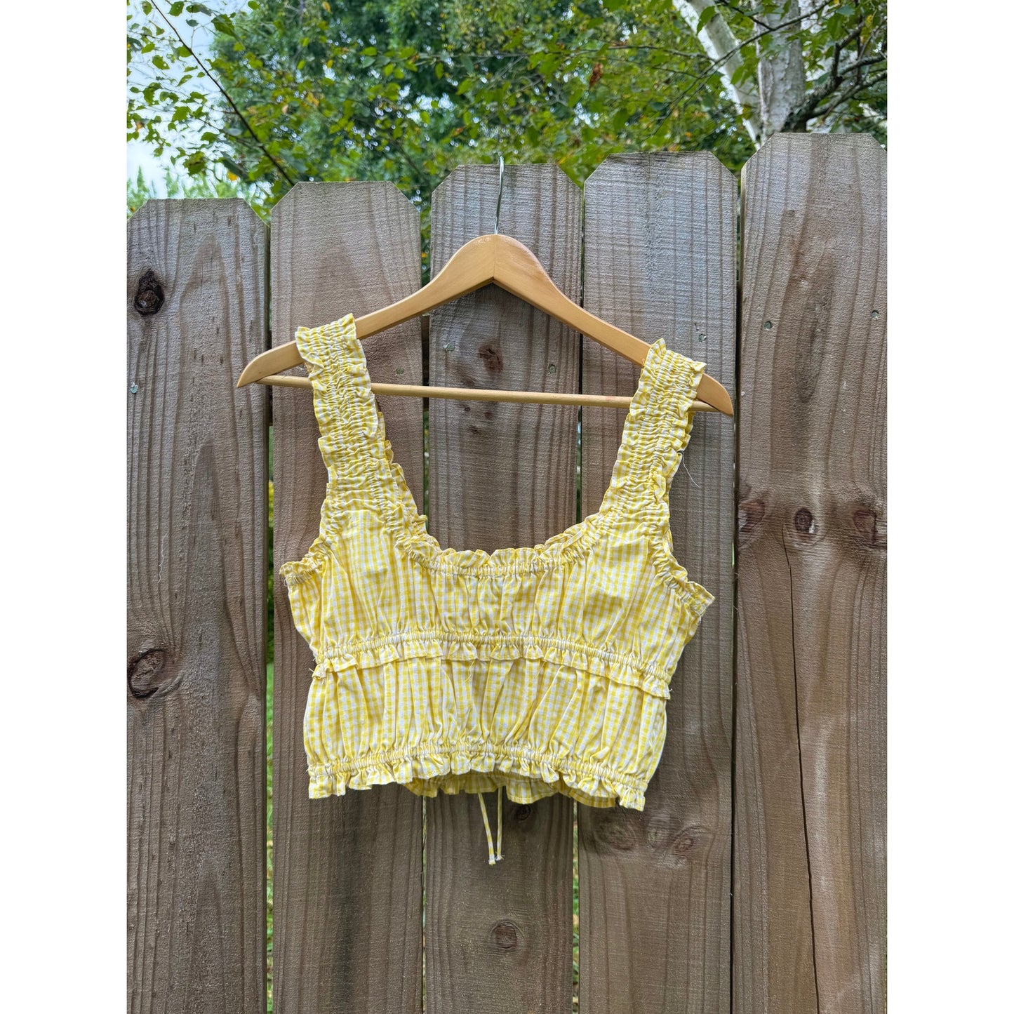 Sunshine Gingham Ruffle Crop Top
