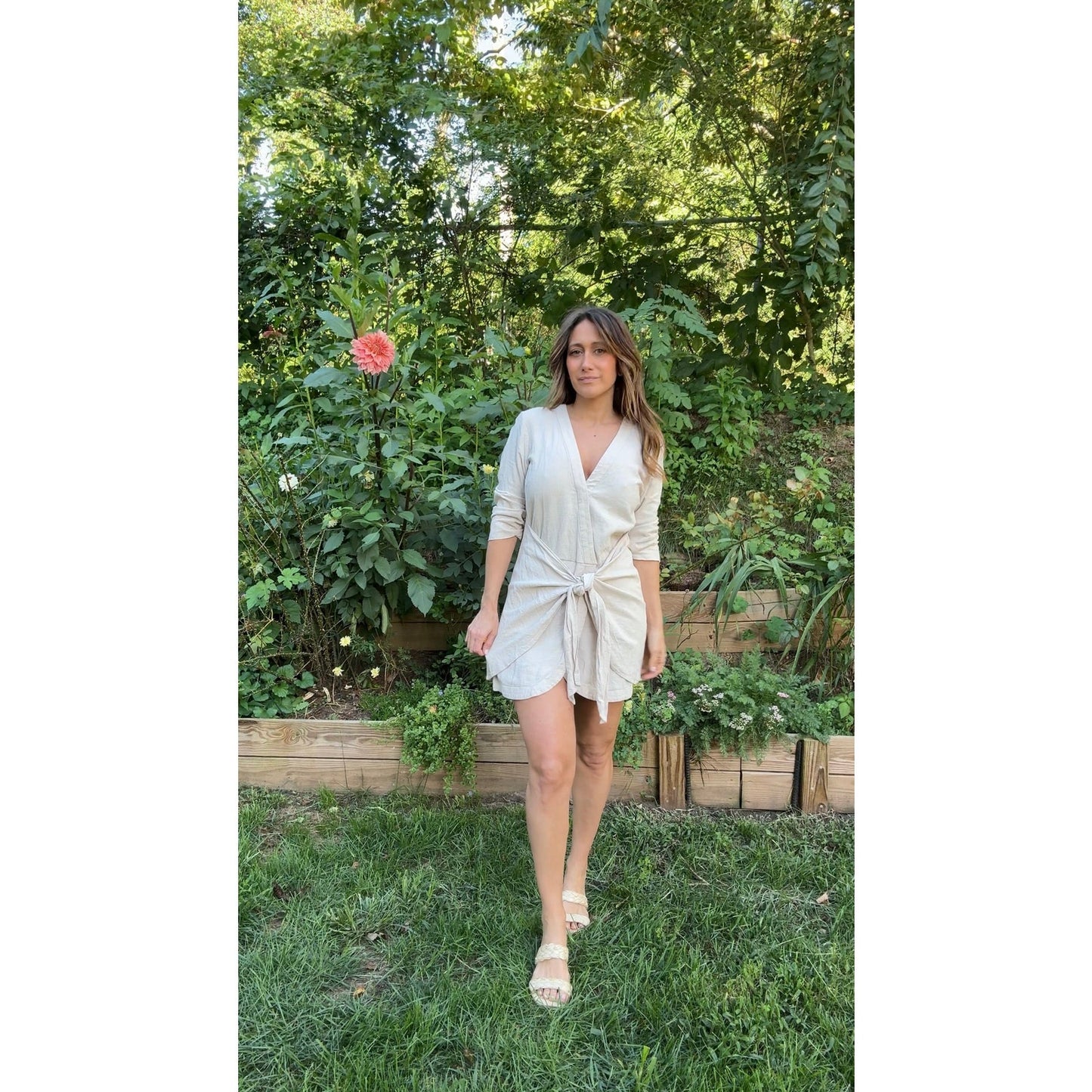 L’Academie Oat Linen-Blend Wrap Dress