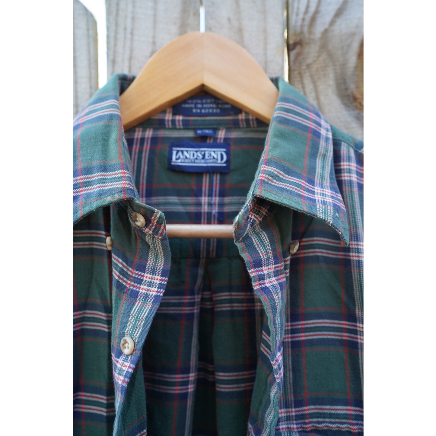 Lands’ End Plaid Cotton Button Down