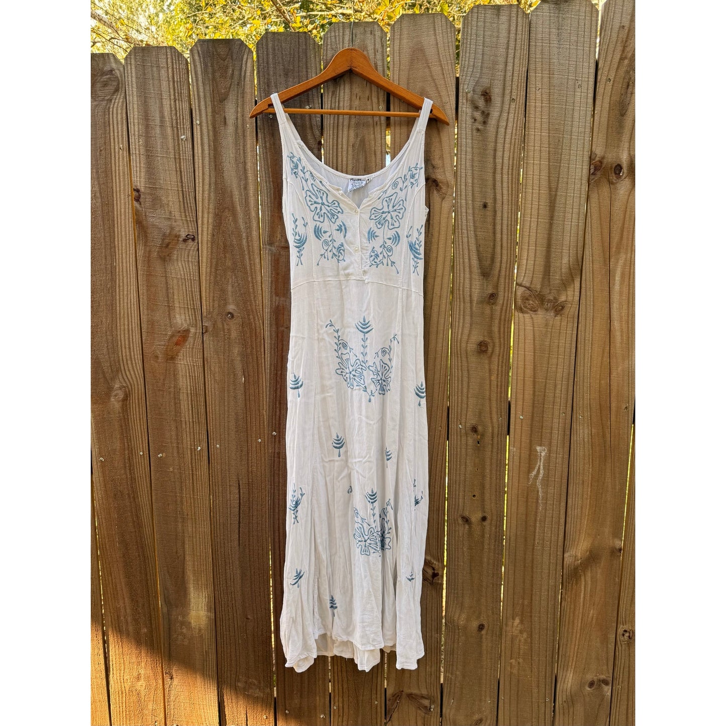 Y2K Coastal Cowboy White Embroidered Maxi Dress